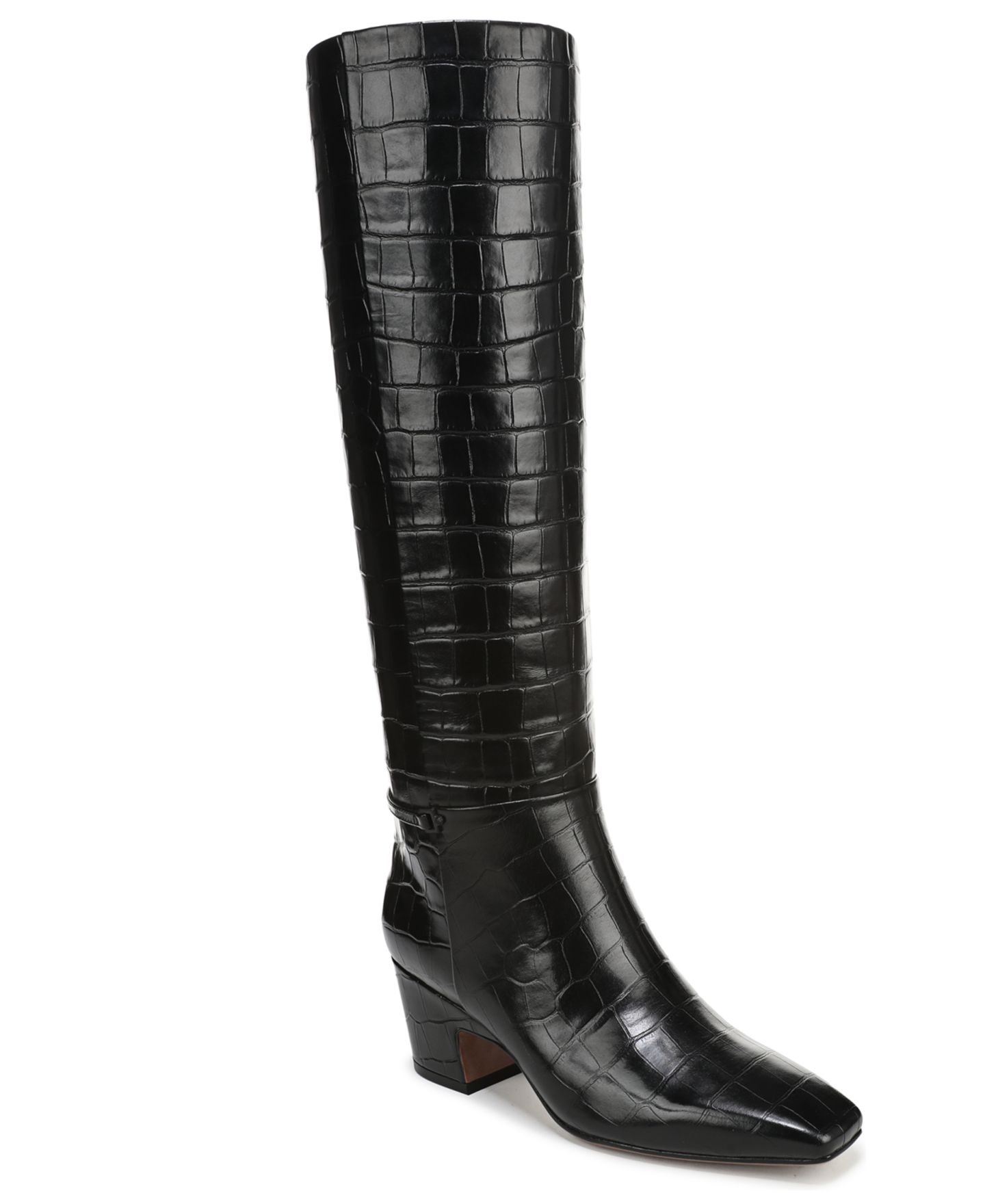 Женские ботинки Franco Sarto Sorelina Square Toe Zip Tall Boots, Regular & Wide Calf, цвет: Чёрный с принтом кожаный — фото 1