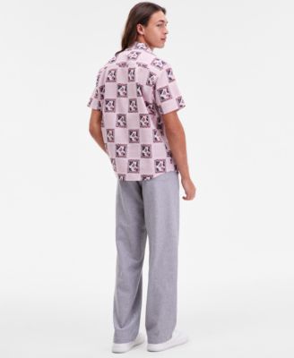 Men's Mosaic Tile Short-Sleeve Button-Up Shirt and Linen Blend Pants, Macy's Exclusive