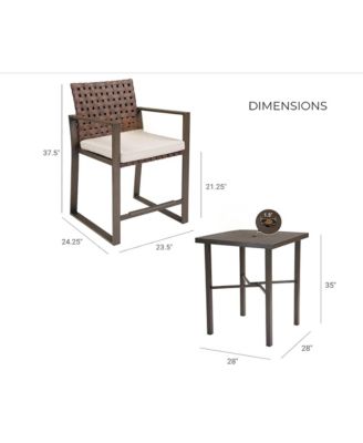 All-Aluminum Wicker Cushion Chat Set - 3 Pieces