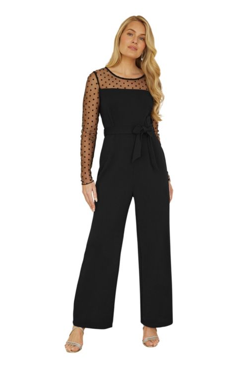 Женский комбинезон Yumi Black Spot Mesh Stretch Jumpsuit, цвет: Чёрный