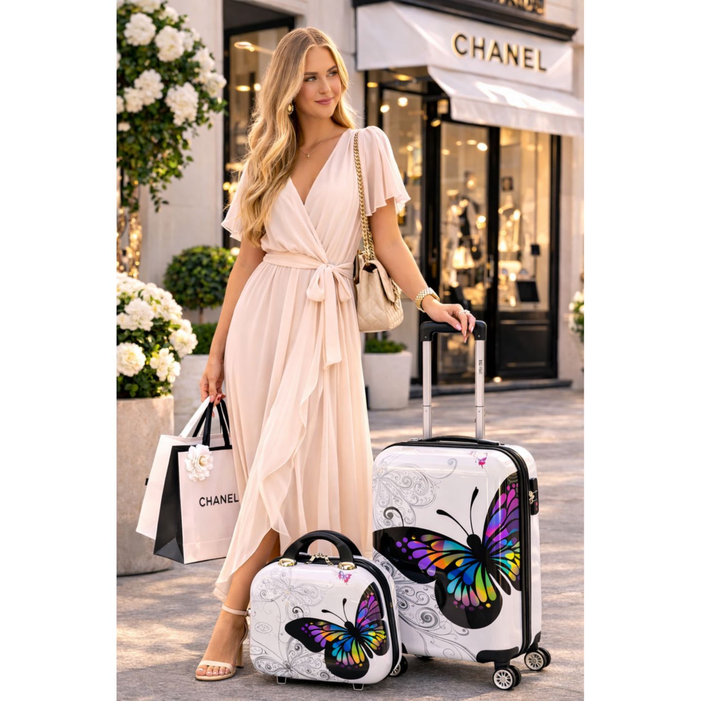 Чемоданы World Traveler Butterfly 2-piece Hardside Carry-on Spinner Luggage Set — фото 10