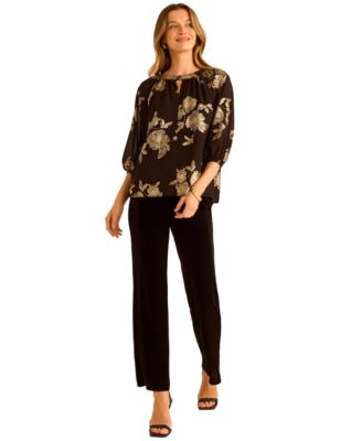 Women's Velvet Straight-Leg Pull-On Pants