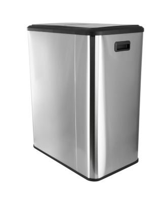 60 Liter 2 Compartment Large 8 Gallon Split Stainless Steel Step Trash Bin with Slow Close Mechanism