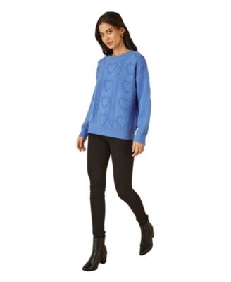 Women's Heart Detail Relaxed Knit Sweater
