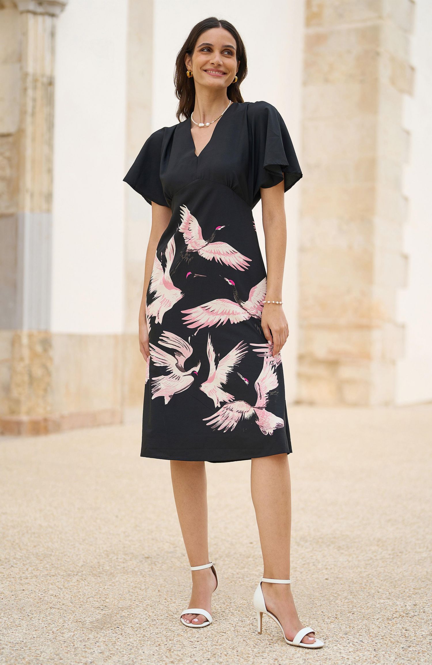 Women's Crane Print Dress