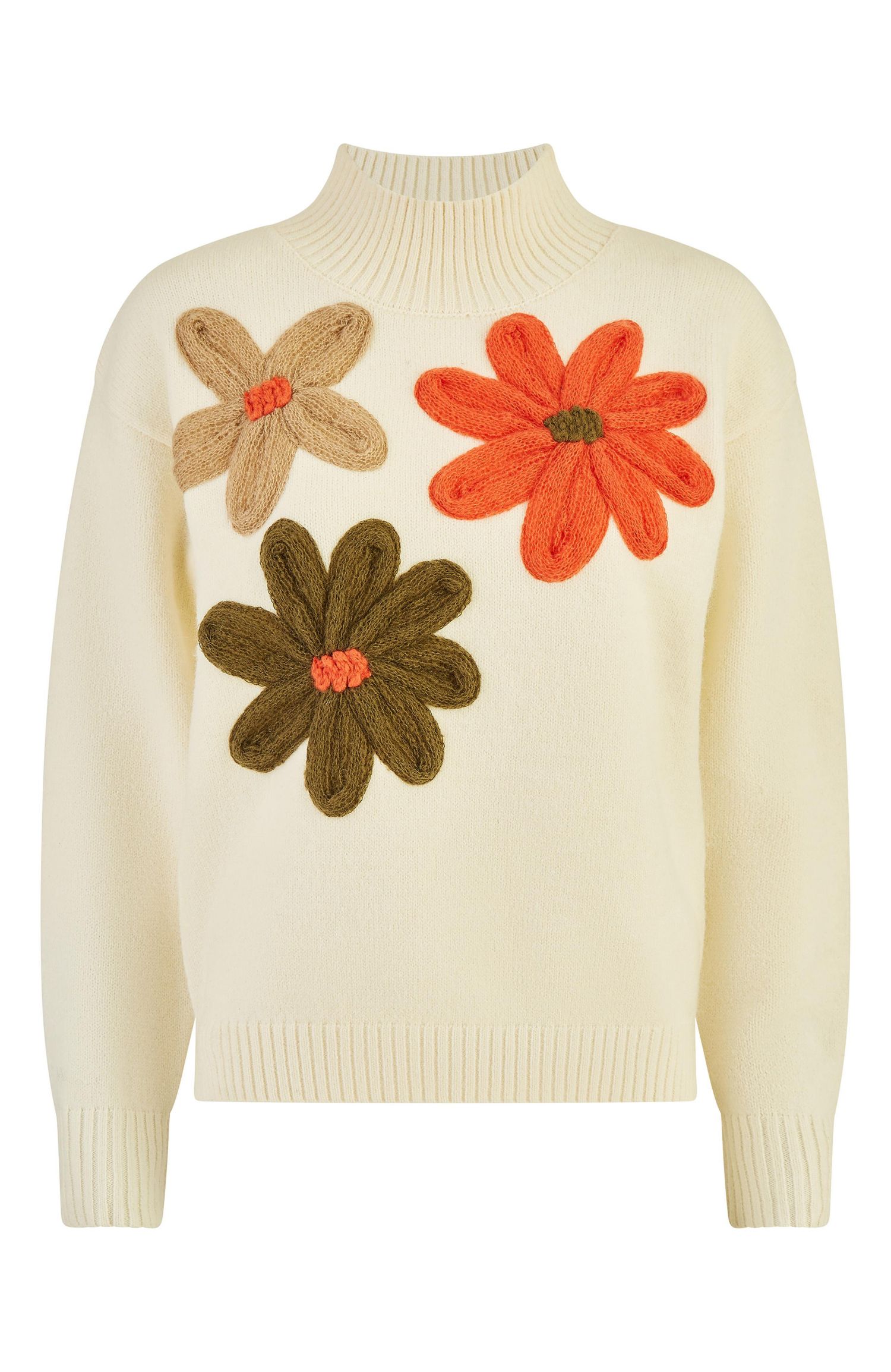 Women's Floral Detail High Neck Knit Sweater