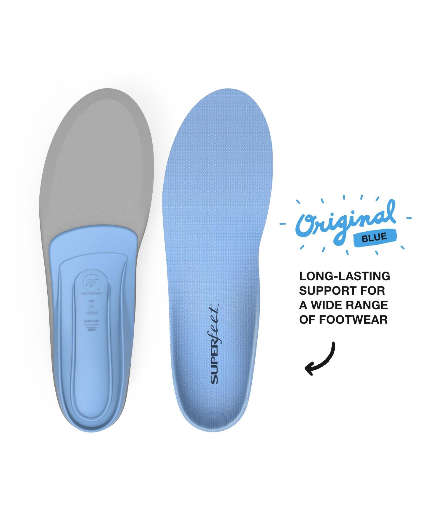 Детская обувь Superfeet Unisex All-Purpose Support Medium Arch Insoles - Trim-To-Fit Orthotic Shoe Inserts - Professional Grade - Junior/Little Kid 11.5-13, цвет: Синий — фото 4