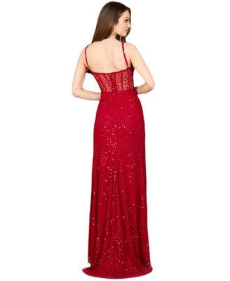 Women's Elegant Corset Gown with Slit