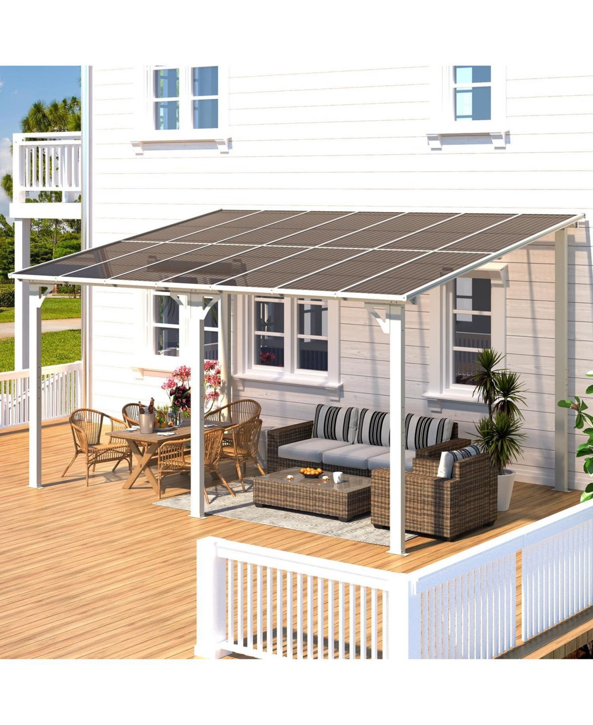 Aecojoy 16'x12' Wall Mounted Gazebos Pergola