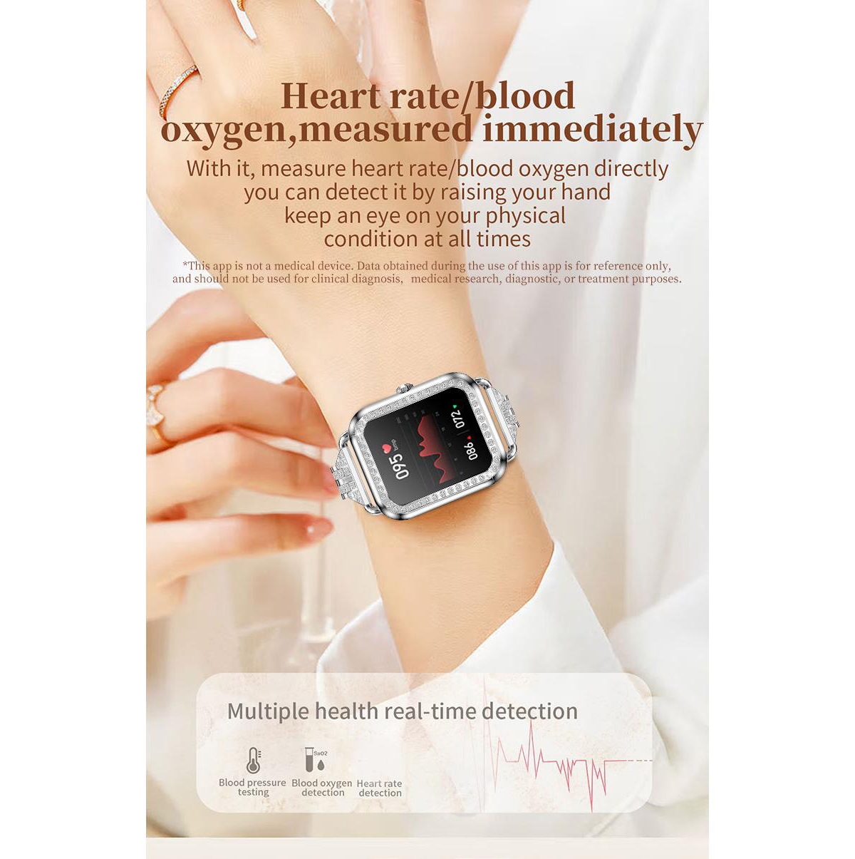 Ruxing Smart Watch Bluetooth Call Heart Rate Monitor IP67 Waterproof Fitness Tracker for Men Women -Gold