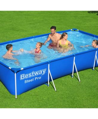Steel Pro 13 Foot x 32 Inch Rectangular Above Ground Swimming Pool, Blue