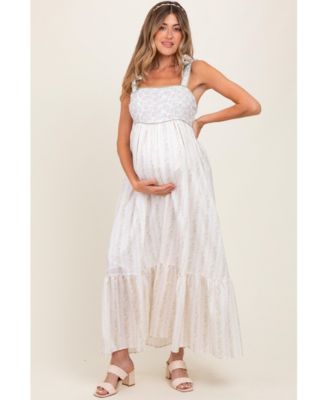 Maternity Peach Floral Cotton Dress