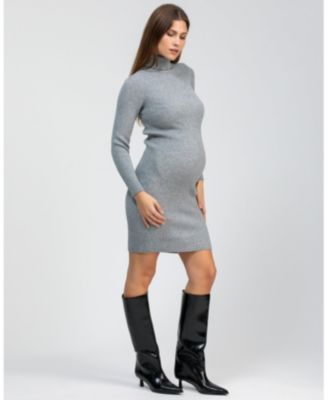 Maternity Ribbed Turtleneck Mini Bodycon Celeste Dress