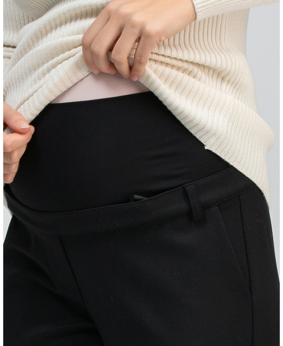 Pietro Brunelli Maternity Black Tailored Robin Trousers with Stretch Waistband