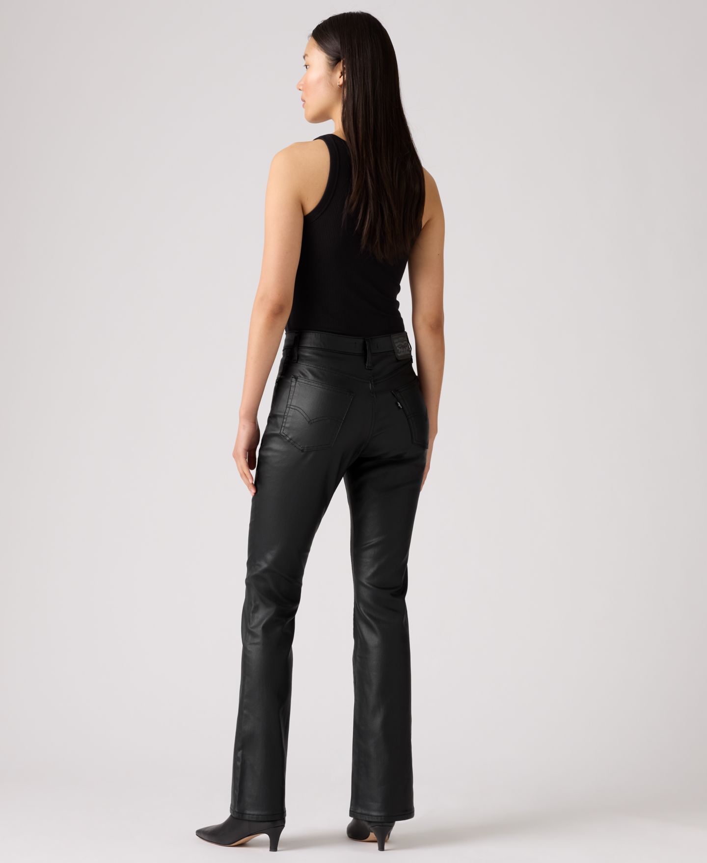 Женские джинсы Levi's 725 Coated High-Waist Classic Stretch Bootcut, цвет: Coated Caviar — фото 5