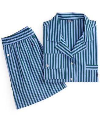 Women's 2-Piece Cropped Shirt and Boxer Shorts Pajama Set