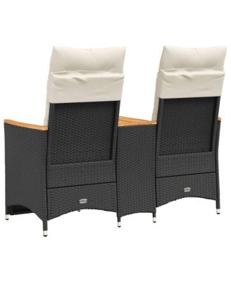 Reclining Garden Sofa Black, Cream White