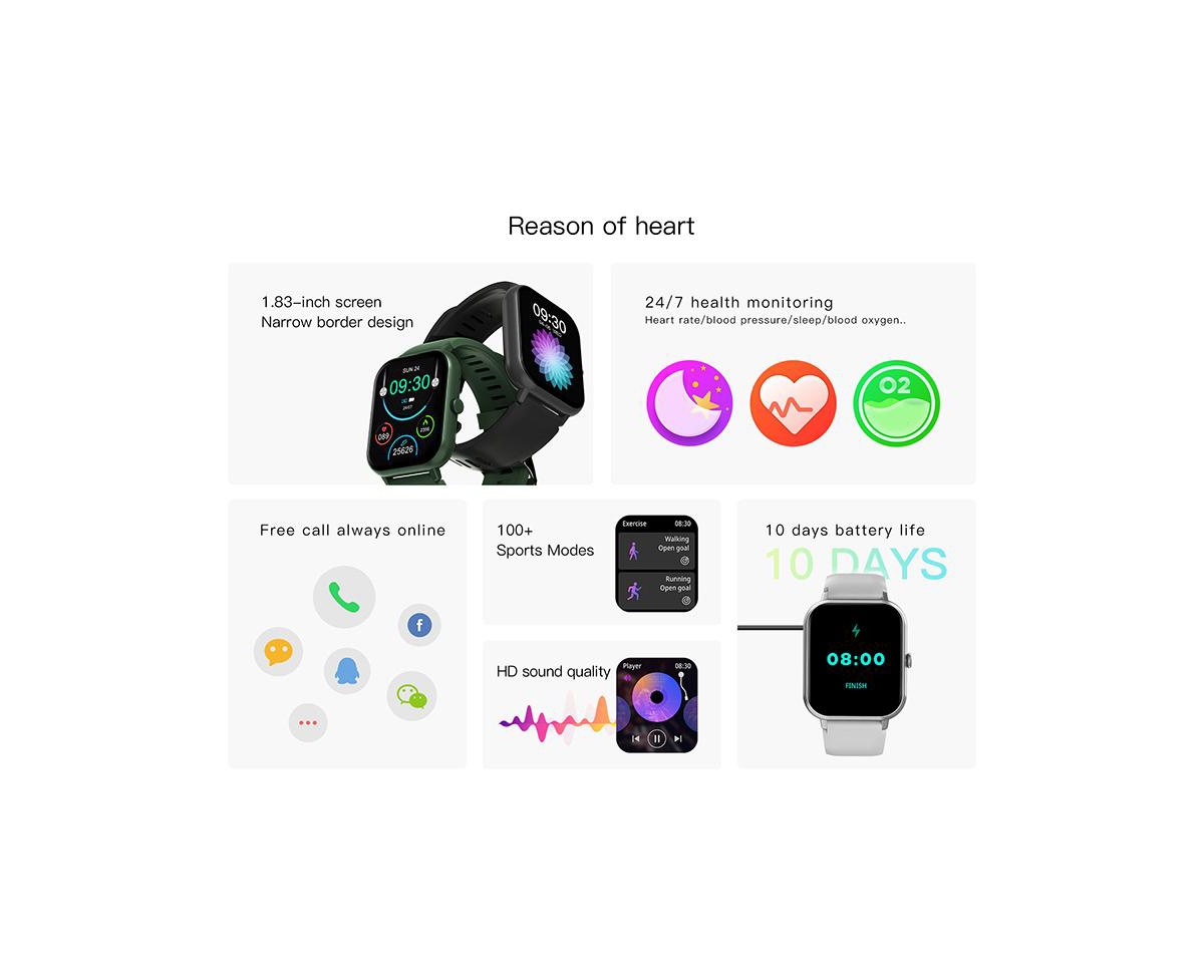 Ruxing smart Bluetooth Call Smart Watch Heart Rate And Blood