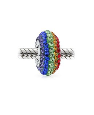 Set of 2 Colorful Crystal Bead Charm LGBTQ Rainbow Spacer for European Bracelet