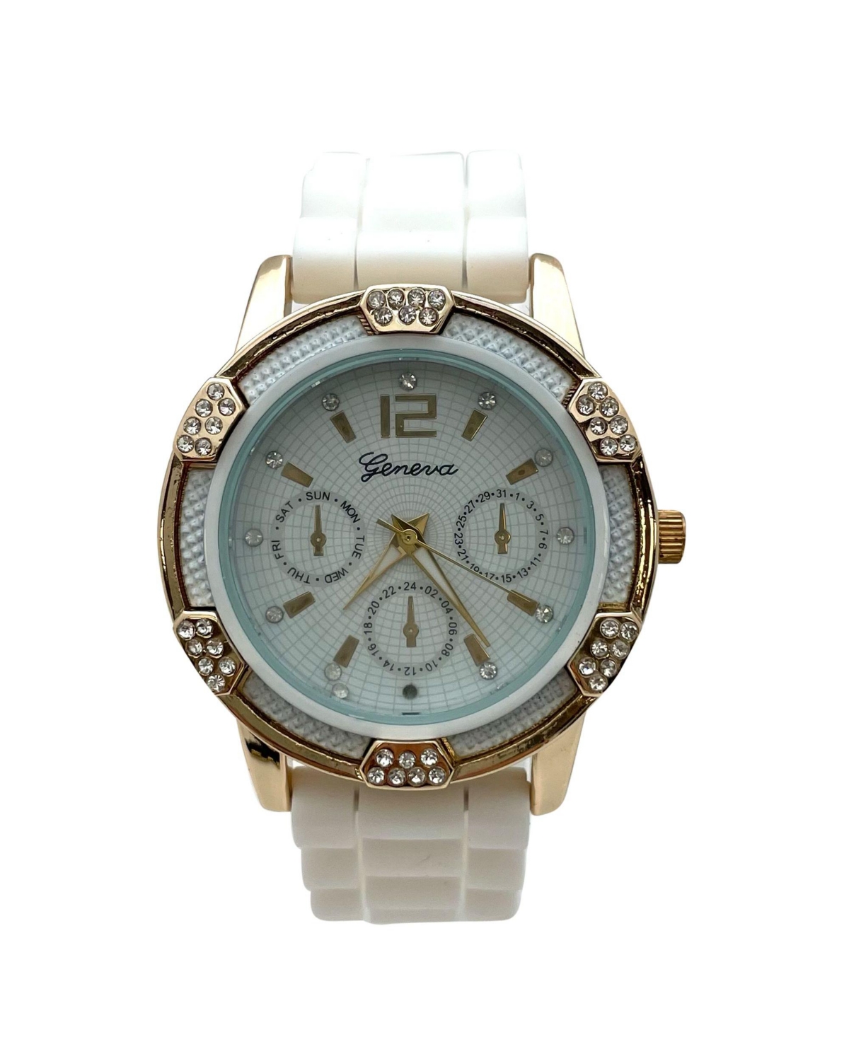 Olivia Pratt Boyfriend Big Face Silicone Strap Women Watch , White