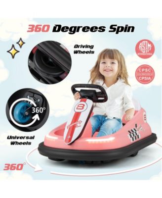 6V Kids Electric Bumper Car with 360° Spin and Dual Motors