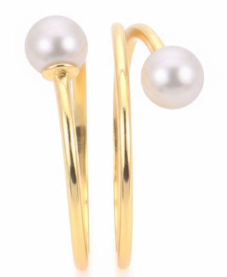 Cultured Freshwater Pearl (3.5-4mm) Ring in Sterling Silver with 14k Gold Plating