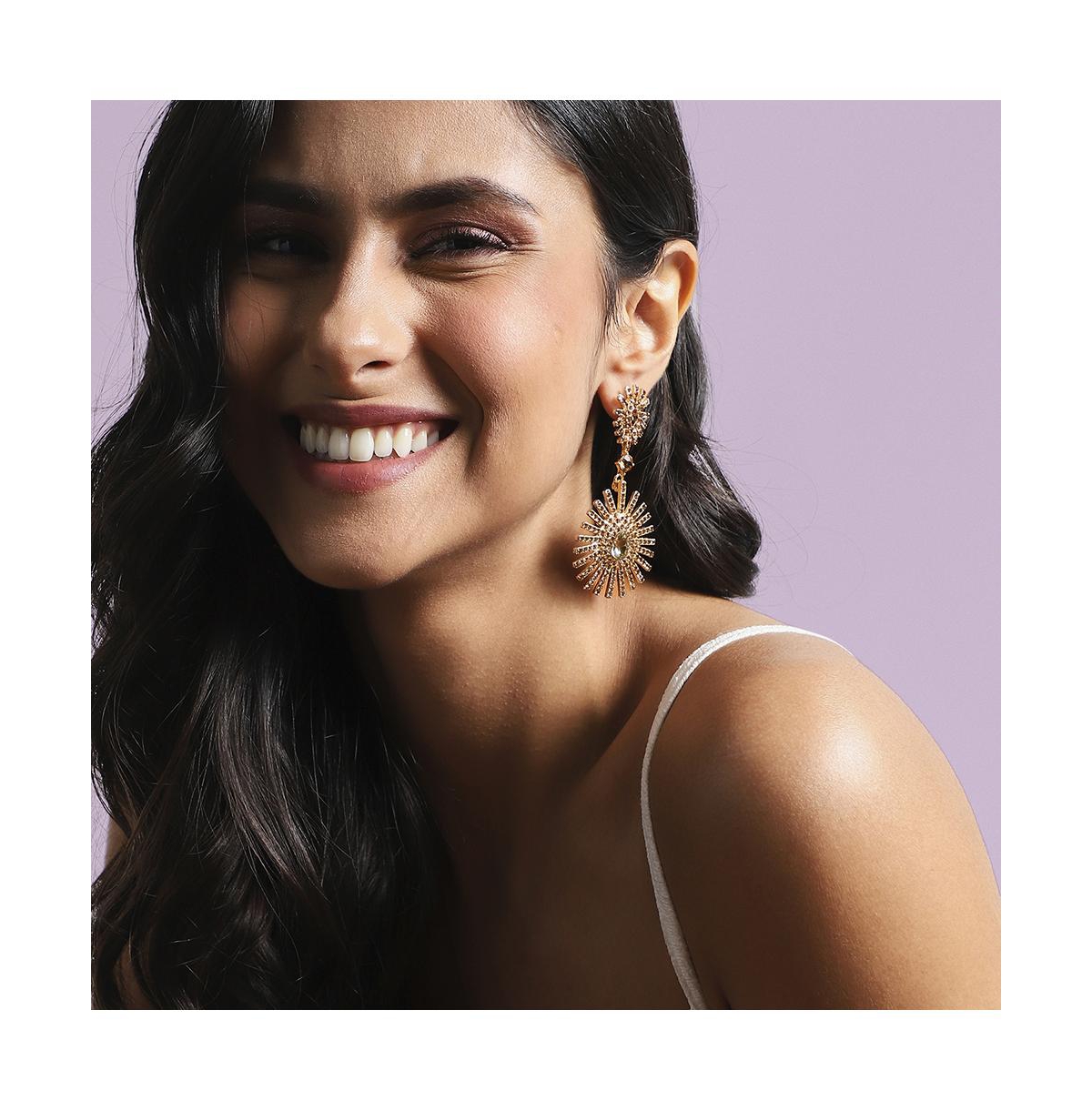 Sohi Maxi Crystal Drop Earrings In Gold