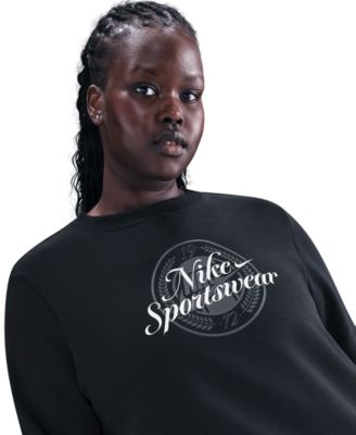 Plus Size Sportswear Club Fleece Graphic Crew-Neck Sweatshirt