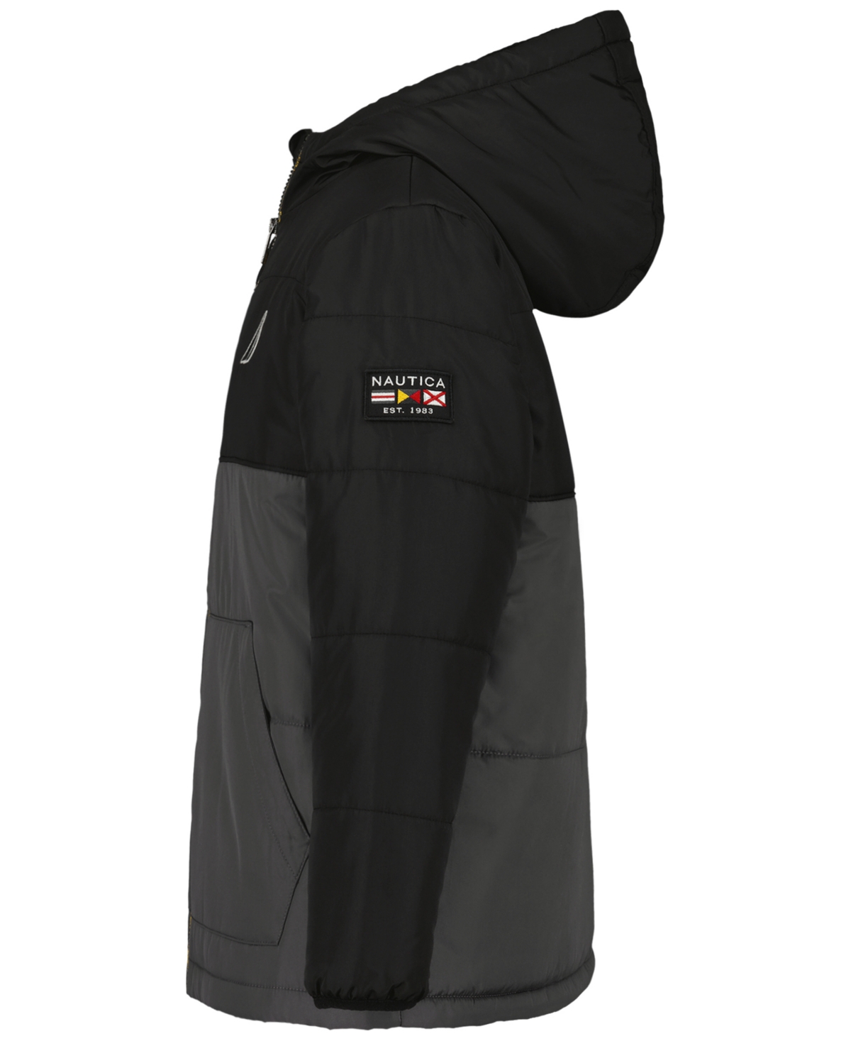 Nautica Boys 8-20 Colorblock Long Sleeves Puffer Jacket In Black