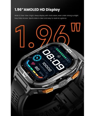 1.96" AMOLED Smart Watch for Women Men Outdoor Sport Multifunctional With Bluetooth Calling,Intelligent Reminder 5 ATM -Black
