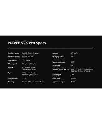 V25 PRO Electric Scooter w/15.5 miles Max Operating Range & 19 mph Max Speed