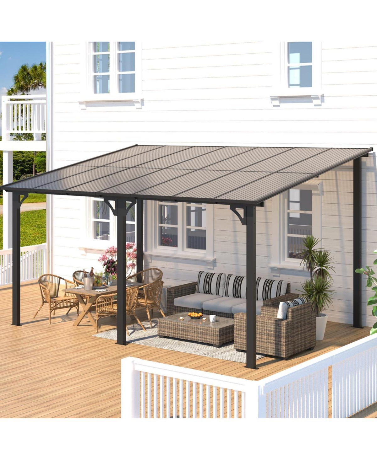 Aecojoy 14'x10' Wall Mounted Gazebos Pergola