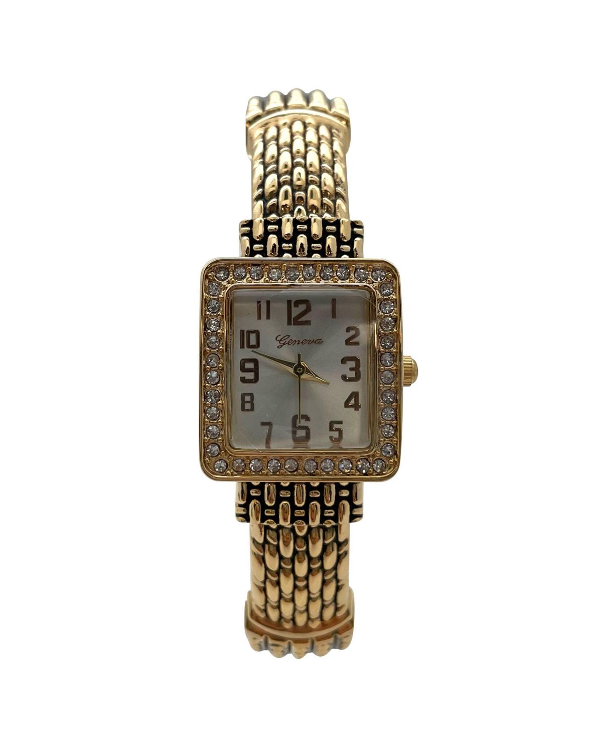 Элегантные женские часы-браслет с квадратным циферблатом и детализированным ремешком, Золото