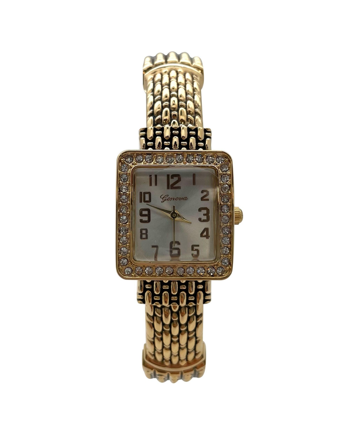 Olivia Pratt Elegant Detailed Band Square Face Bangle Women Watch, Gold