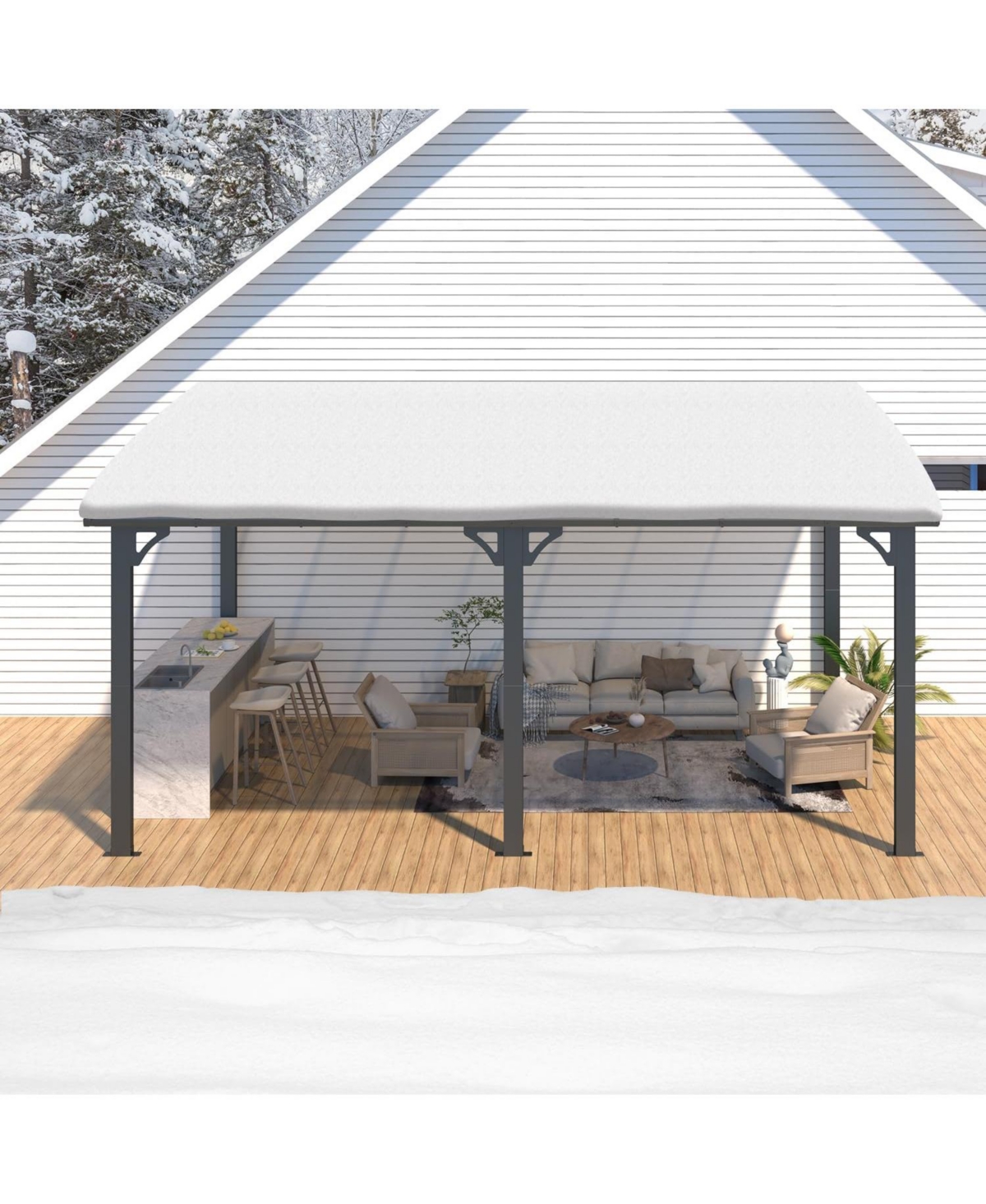 Aecojoy 16'x10' Wall Mounted Gazebos Pergola