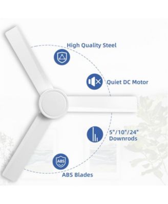 52-inch Modern 3-Blade without Light Ceiling Fan with Six Speed Remote Control and Timing Function
