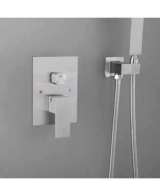 Ceiling Mount Shower Faucet Set with Rain Mixer, Hand Shower and Tub Spout