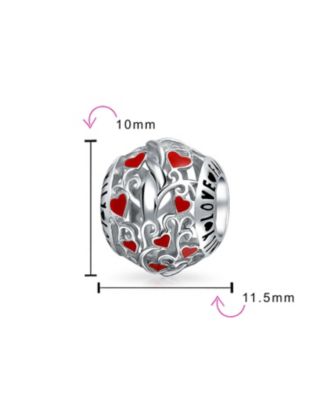Set of 2 Valentine Kiss Lips & Red Silver 'I Love You' Heart Filigree Charm Bead
