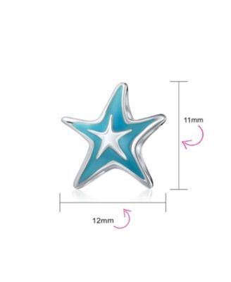Set of 3 Nautical Travel Beach Blue Starfish & Cartoon Fish Glass Charm Bead for European Bracelets