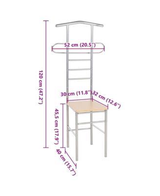 Valet Light brown and silver gray Metal frame, Engineered wood seat