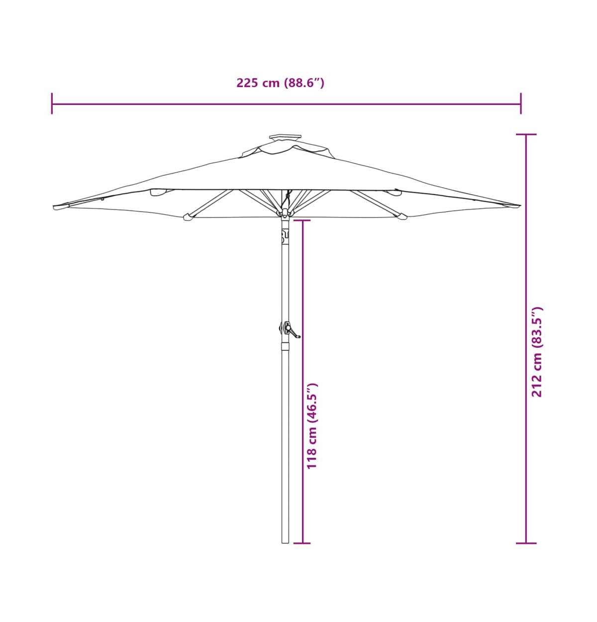 Garden Parasol White Fabric (100% polyester), steel Large