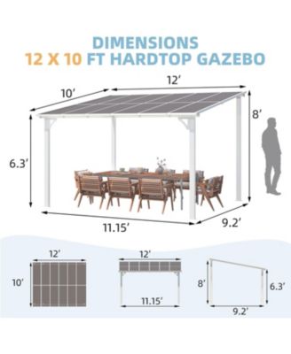 12'x8' Wall Mounted Gazebos Pergola