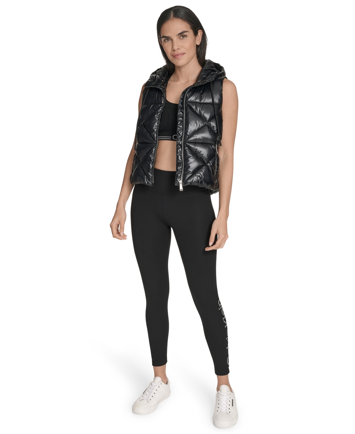 Calvin Klein Women's Performance Diamond Quilt Hooded Puffer Vest