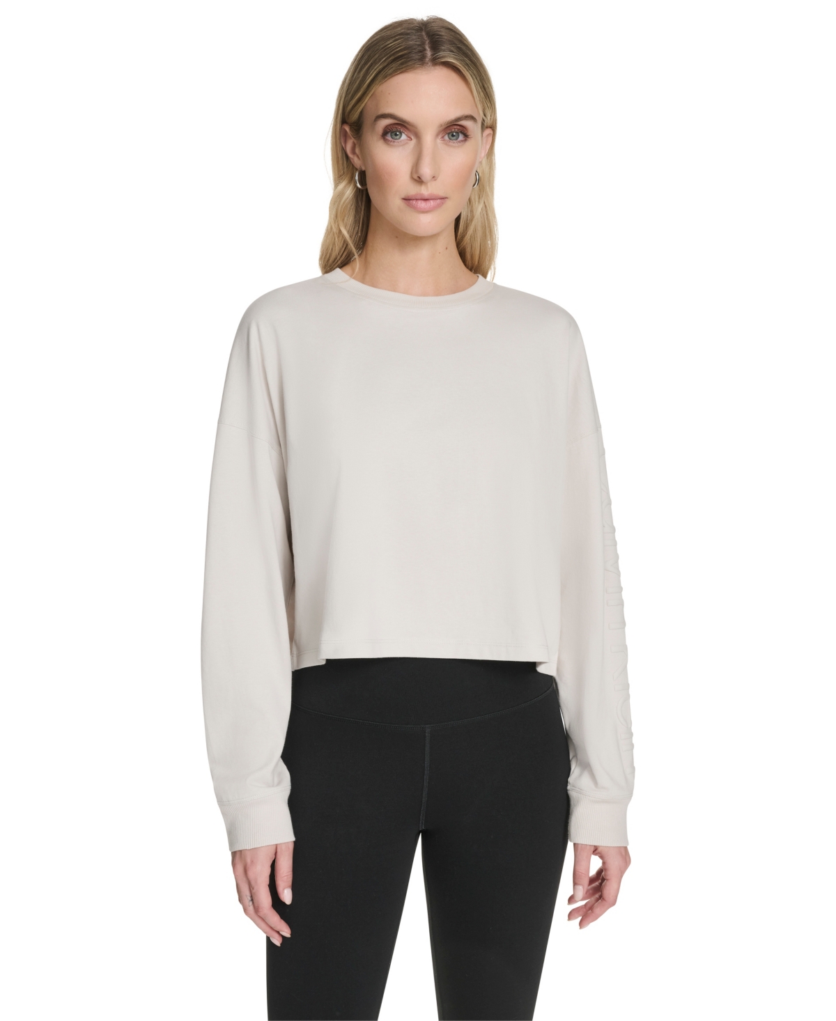 Calvin Klein Performance Women's Logo Cropped Long-sleeve In Neutral