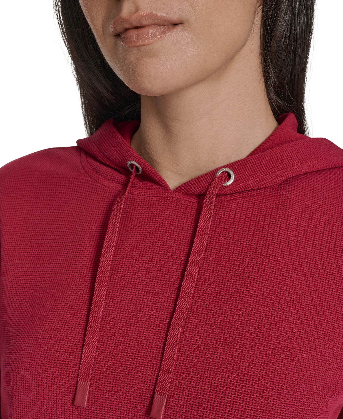 Calvin Klein Performance Women's Waffle-knit Pullover Hoodie In Red