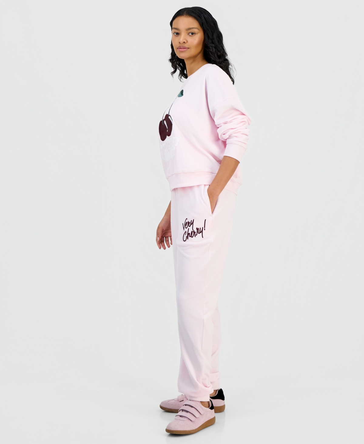 Grayson Threads, The Label Juniors' Very Cherry Velour Jogger Pants In Pink