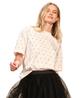 Isaac Mizrahi - Women's Rhinestone Short Sleeve T-Shirt