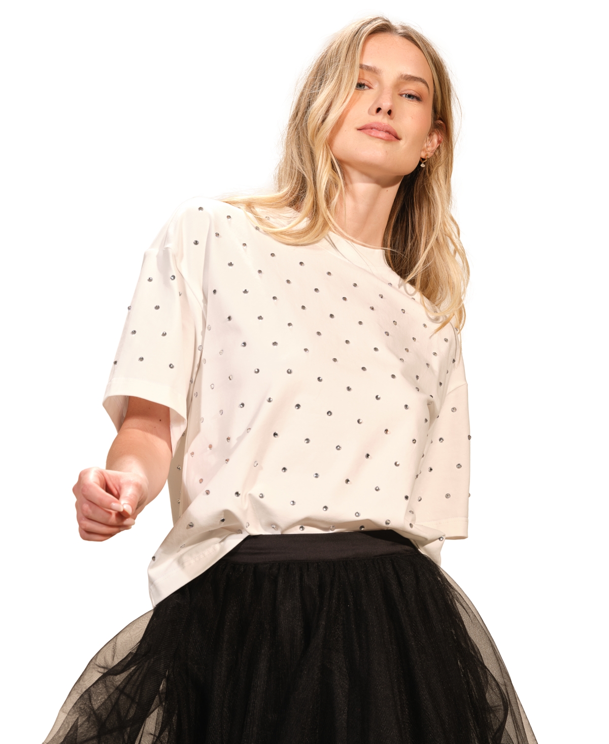 Isaac Mizrahi Women's Rhinestone Short Sleeve T-Shirt