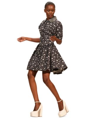 Women's Embellished Elbow Sleeves Shirtdress