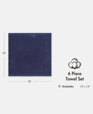 Diagonal Ribbed Cotton 6-Pc. Washcloths Set